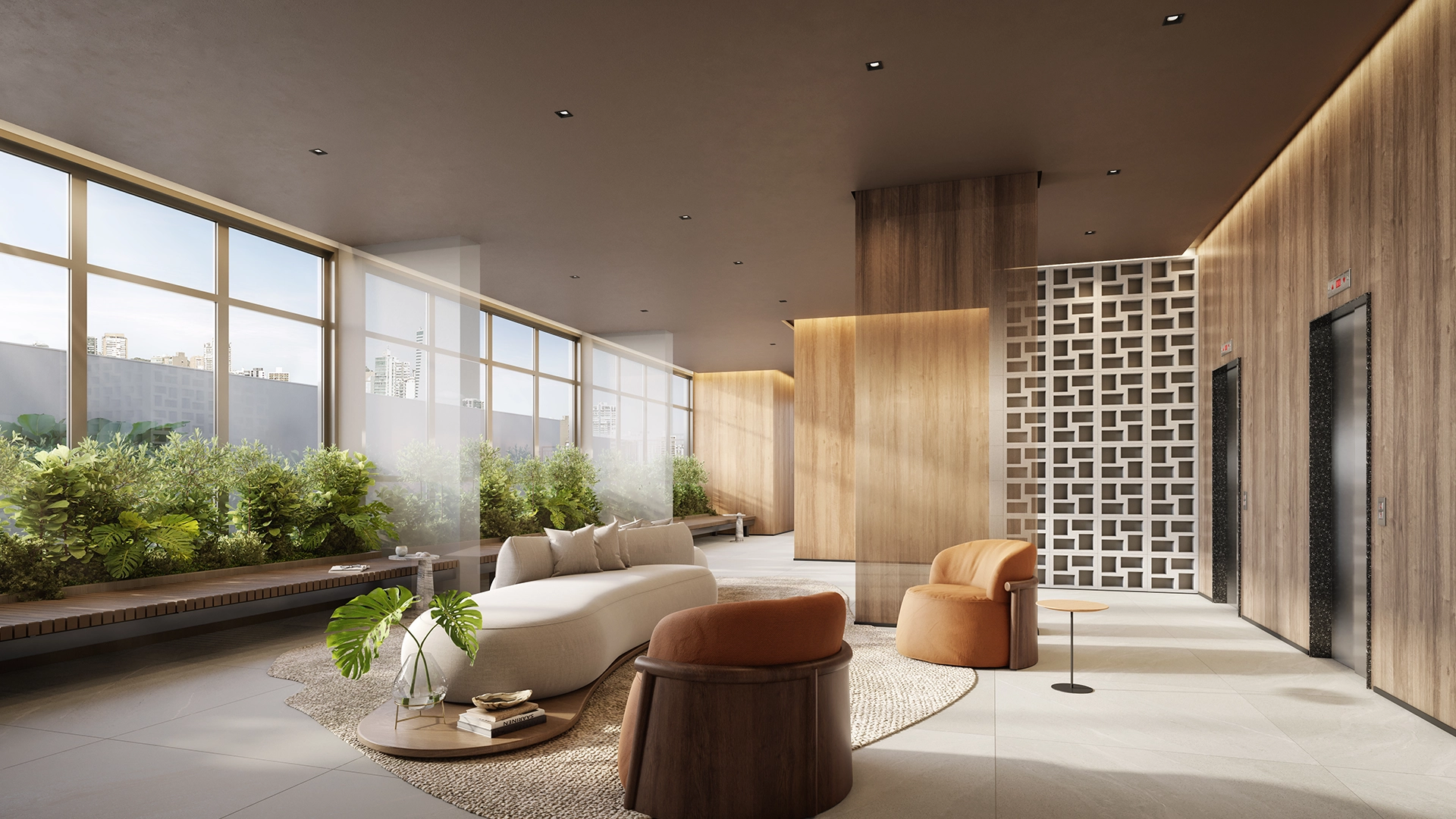Perspectiva Ilustrada Lobby Residencial