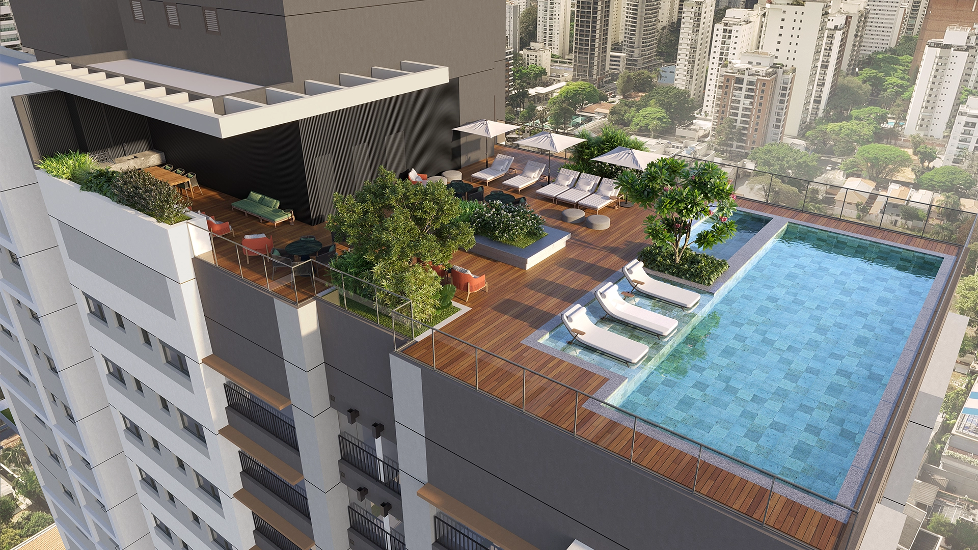 Perspectiva Ilustrada Piscina no 32º Andar_2