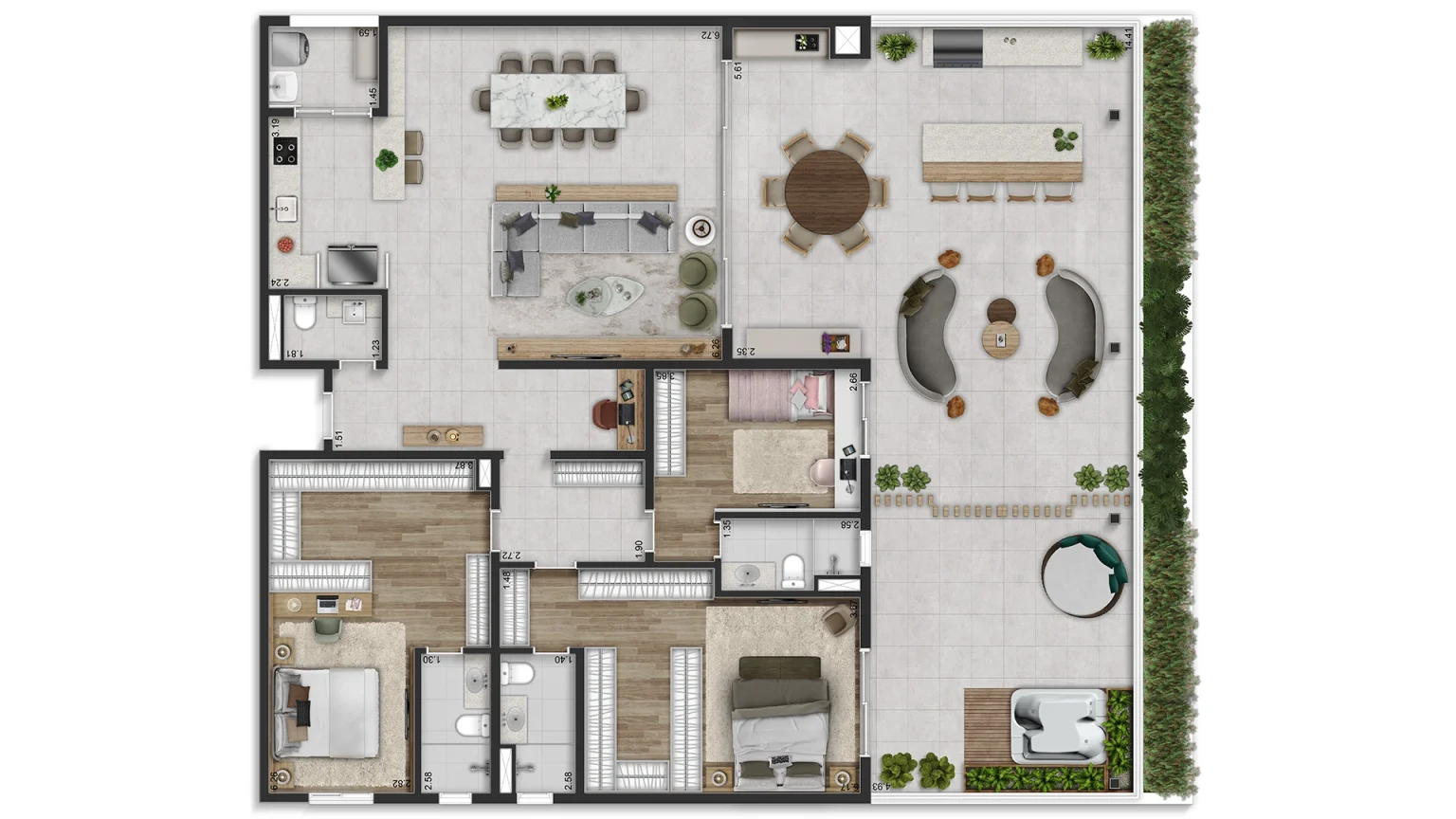 PLANTA TIPO 255M² - 3 SUÍTES