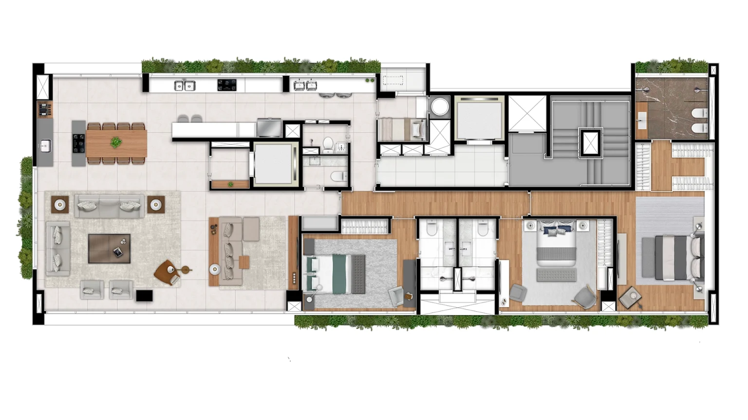 PLANTA TIPO COM COZINHA INTEGRADO AO GOURMET 226M²