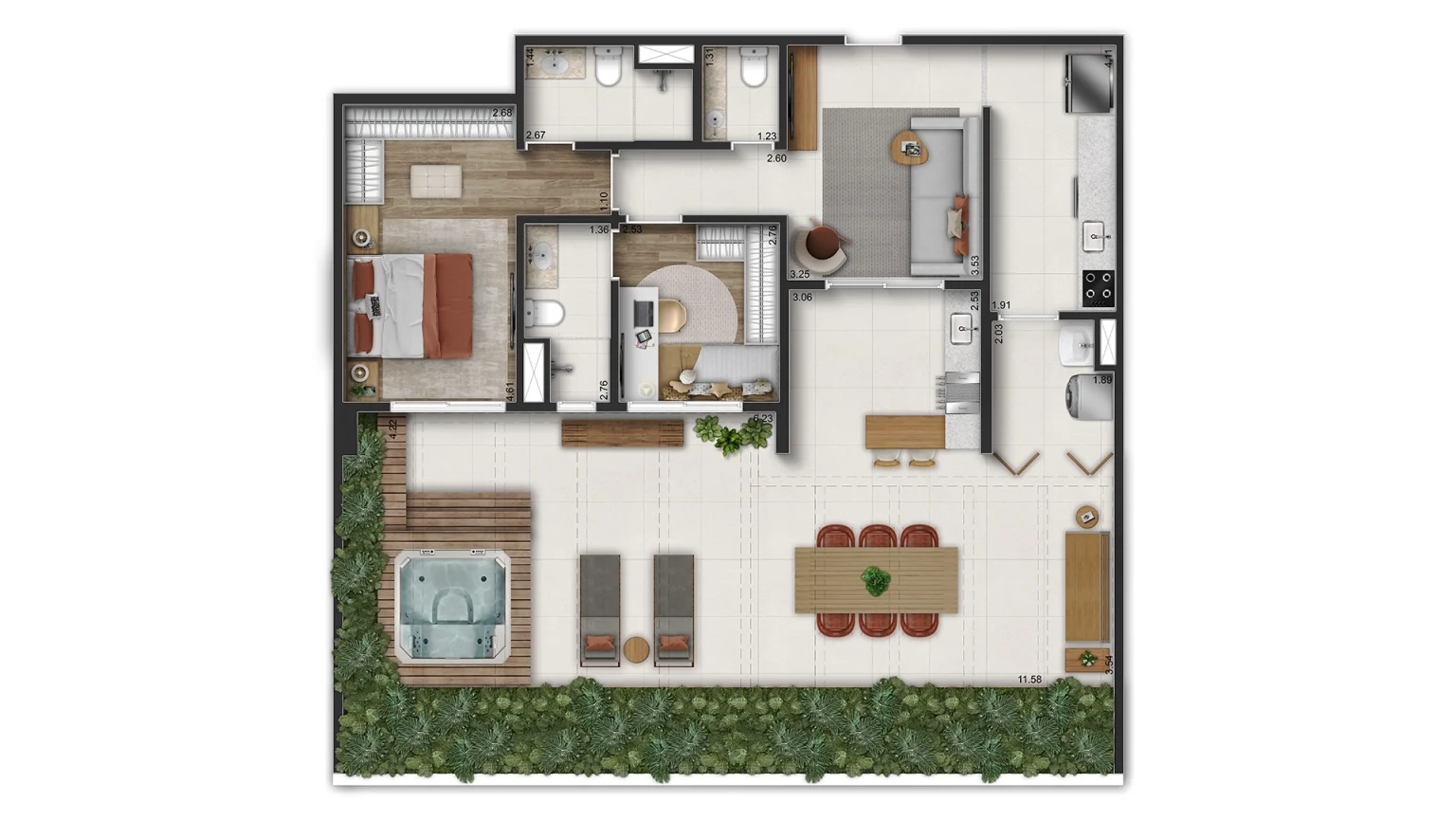 PLANTA TIPO GARDEN 148 M²