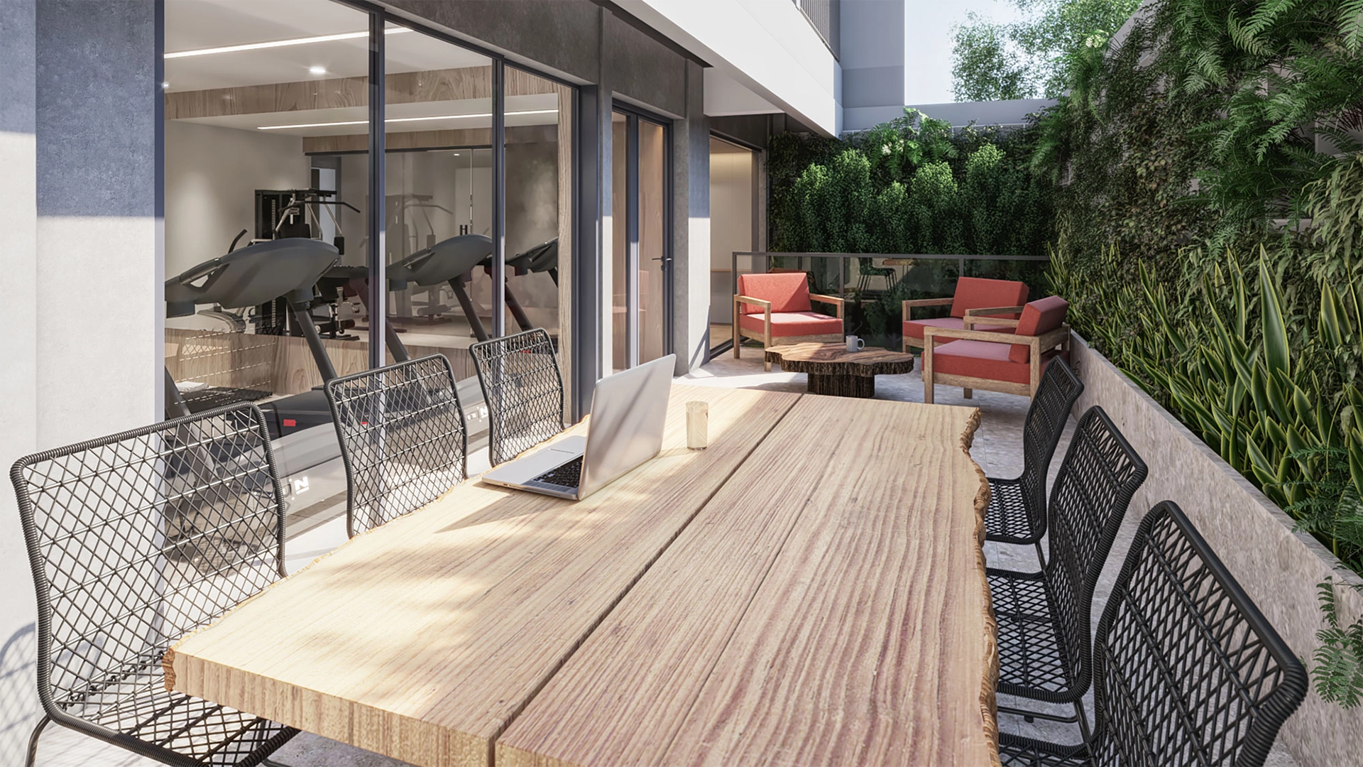 Perspectiva Ilustrada Lounge Externo
