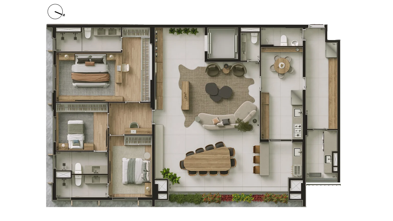 Planta Opção 01_194m² - Final 02 - Torre Manacá